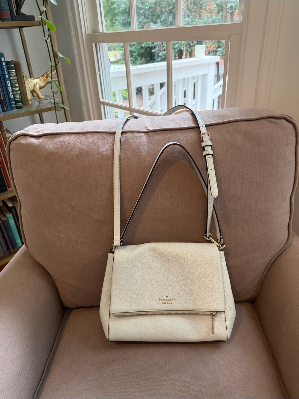 kate spade Cream Pebbled Leather Shoulder Bag